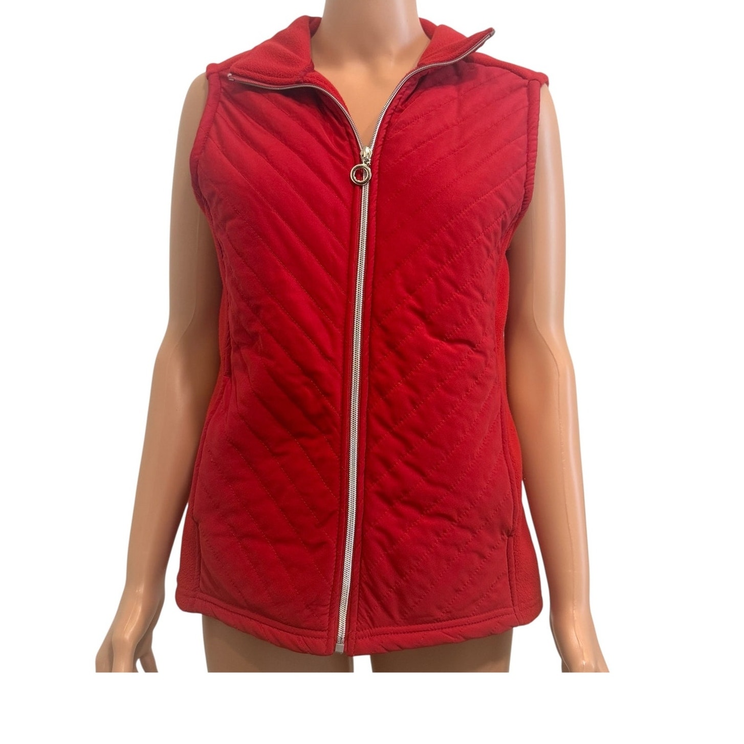 For Cynthia Large Quilted Fleece Vest Top Jacket Pockets C 3254